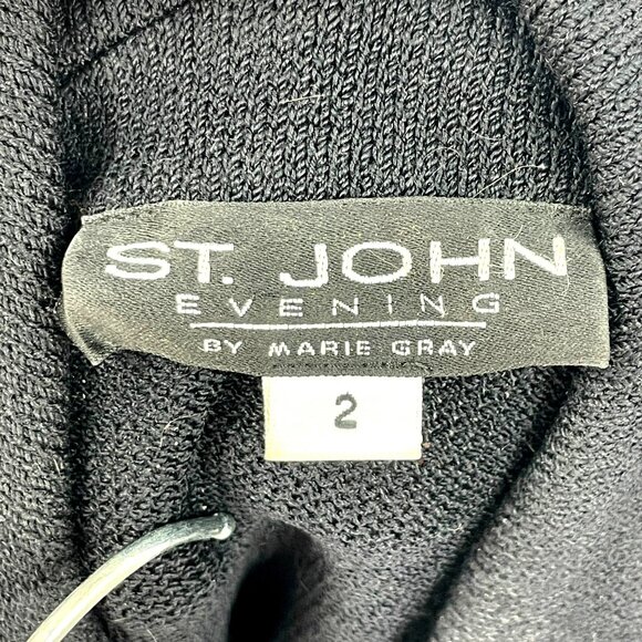 ST. John Evening Black Knit Blazer w/Jeweled Buttons - Picture 3 of 10